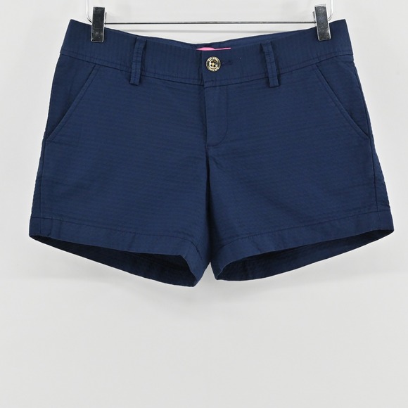 Lilly Pulitzer Pants - Lilly Pulitzer Callahan Shorts Womens Size 0 Navy Blue 5" Seersucker‎ Nautical